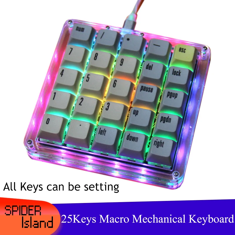 25Keys Macro Keyboard Kit Programming QMK VIA Keypad RGB Backlight Hot