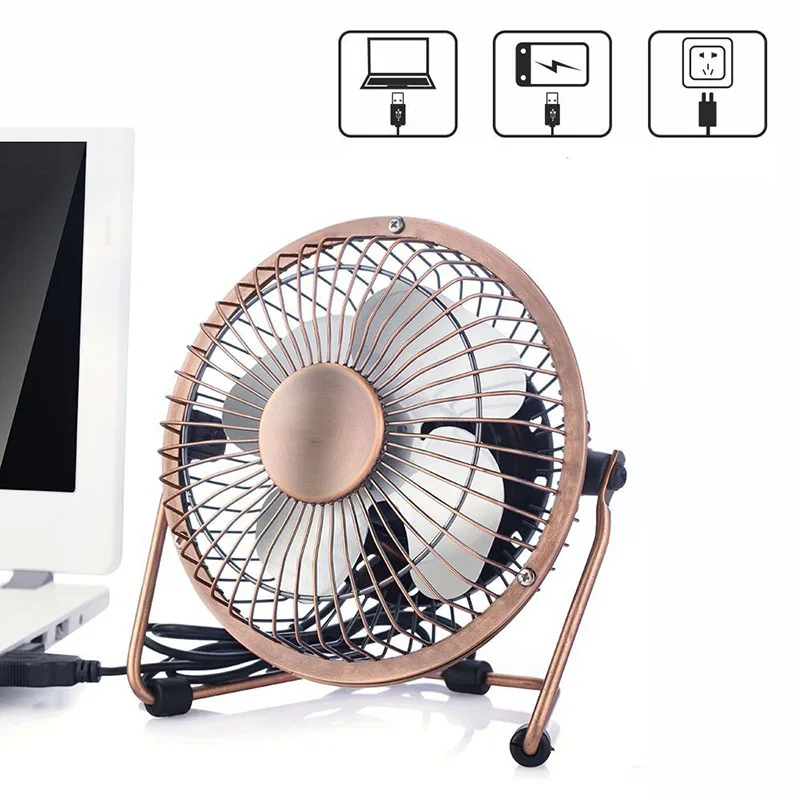 

Portable Mini USB Desk Fan Portable Fan USB 4 Blades Cooler Cooling Small Fan Table Desktop Personal handle For Home Office