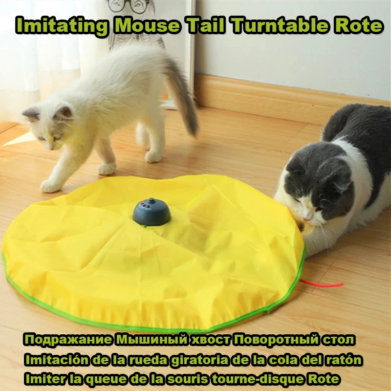 4 Speeds Smart Cat Toys Electric Motion Undercover Mouse Fabric Moving Feather Interactive Toy For Cat Kitty Automatic Pet Toy