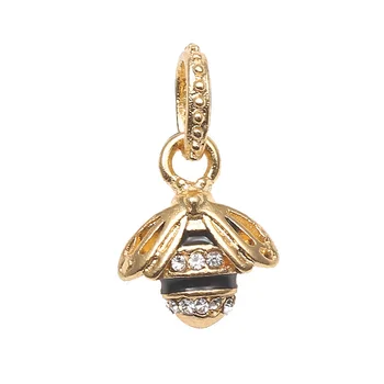 

Boosbiy 2pc Cute Gold bee Pendant Charms Nice Fashion Beads Fit Brand Bracelets & Necklaces Jewelry Making For Women Fine Gift