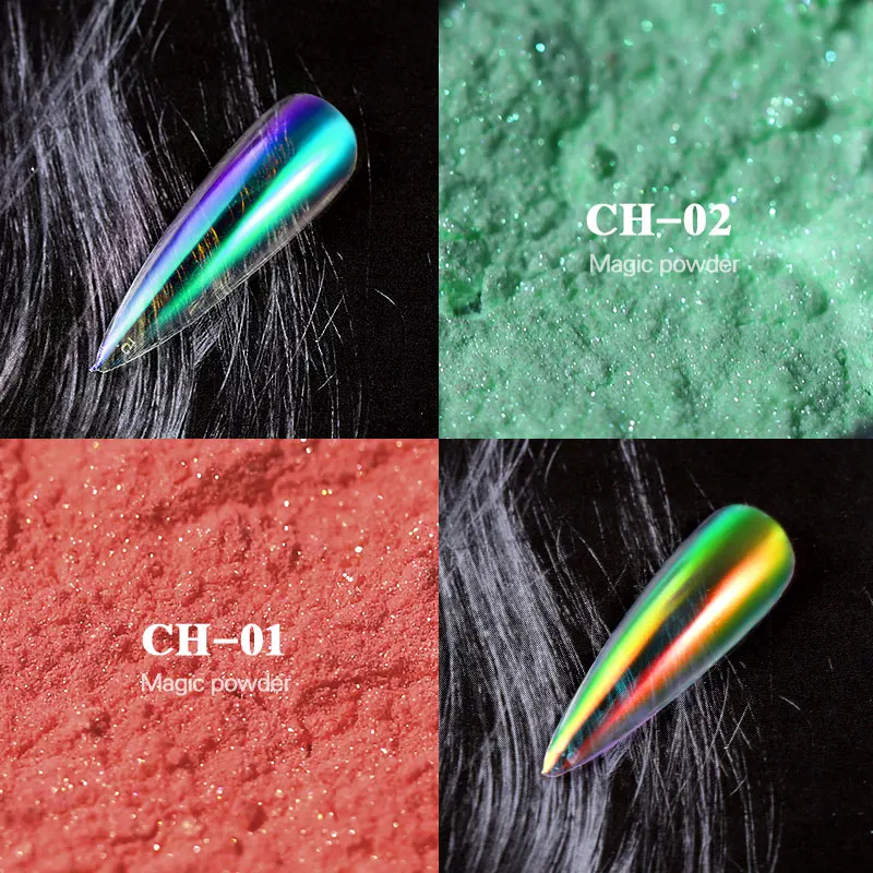 6 Colors Chameleon Ice Transparent Pearly Nail Glitter Mirror Powder Holographic Pigment Nail Art Decorations Dust 0.2g