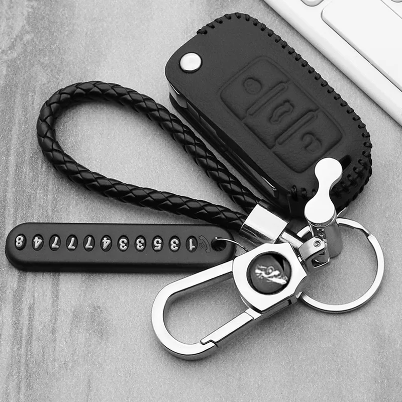 Leather car key case For VW Golf 5 7 Bora MK6 7 Jetta Polo Passat B5 B6 B8 Skoda Octavia A5 Fabia SEAT Ibiza Leon smart key case key case key case cover car key shell