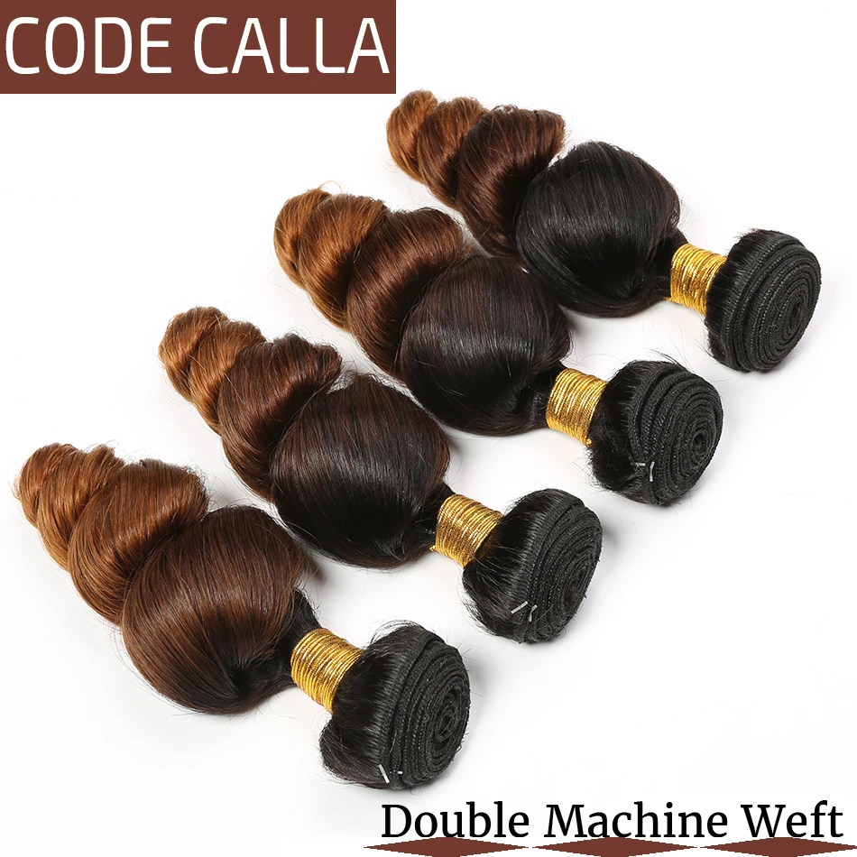 Code Calla Peruvian Ombre Color Loose Wave Remy Hair Bundles 3 Pieces 100% Human Hair Weaving Exten
