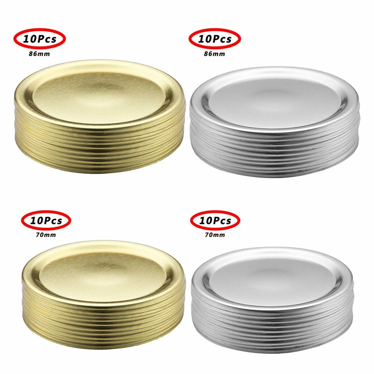 

10pcs Split-Type Lids Bands Reusable Leak Proof Storage Solid Caps Compatible with Regular wide Mouth Mason Jar