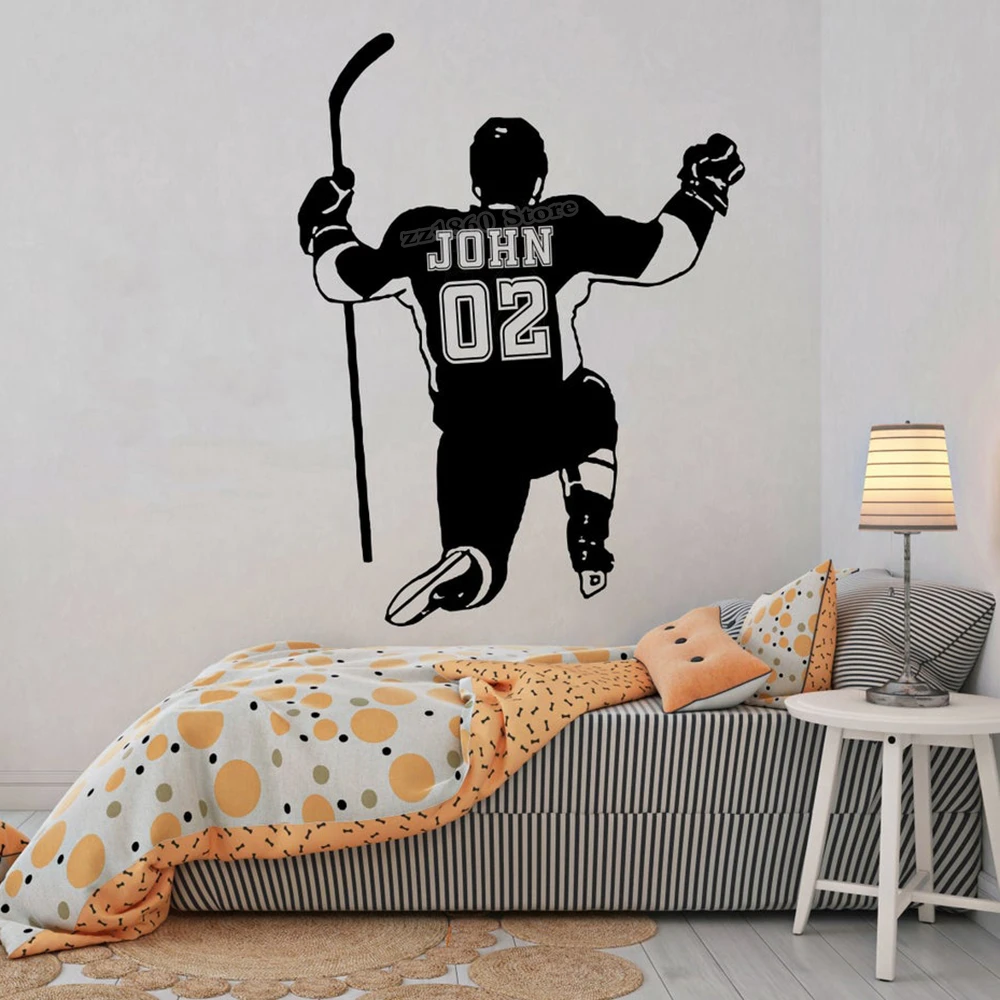 Personalized Hockey Wall Decal Hockey Player Name And Number