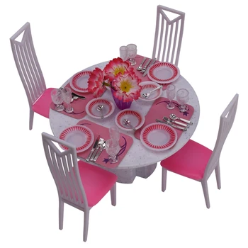 

Simulation Mini Dining Table 3-6 Years Old Girl Play House Toy Kitchen Dining Chair Model Toy
