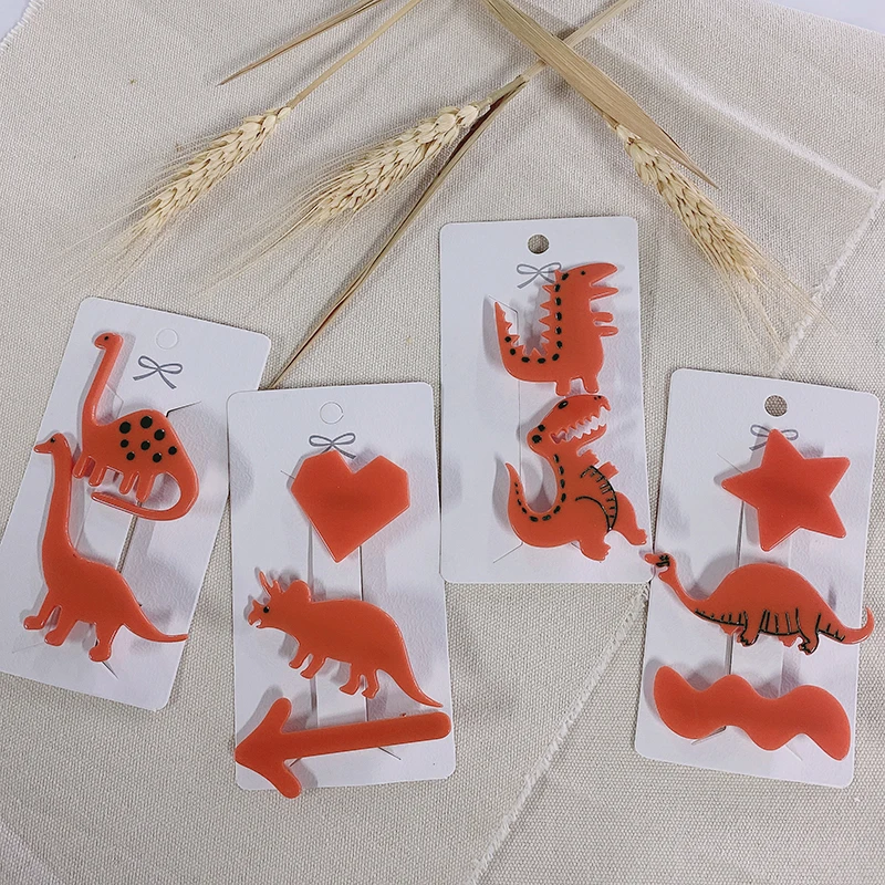 

Children's hairpin female princess lovely side clip girl's Korean headdress orange serie animal clips