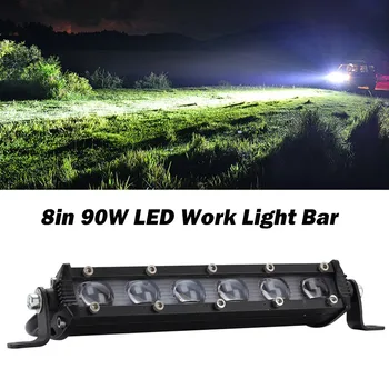 

8in 90w Led Work Light Bar Led Headlight Ip67 Waterproof Lens Offroad 4wd Suv Driving Fog Lamp 6000k 9000lm Work Light#LR2