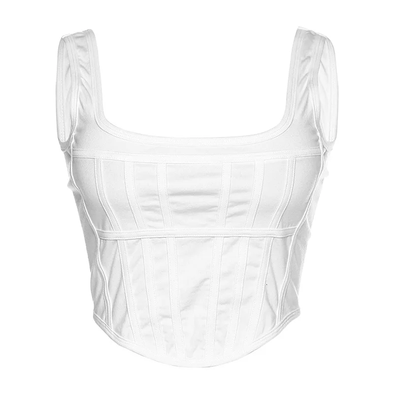 Waliicorners Sleeveless Push Up U Neck Vest Sold White Slim Fit Tank Tops Vintage Irregular Crop Tops 17 H63242d52bfe0464a97f879169ba7c874h