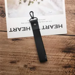 Solid Color Keychain and Lanyard Strap for ID Cards, Keys, and Badges (Black short)