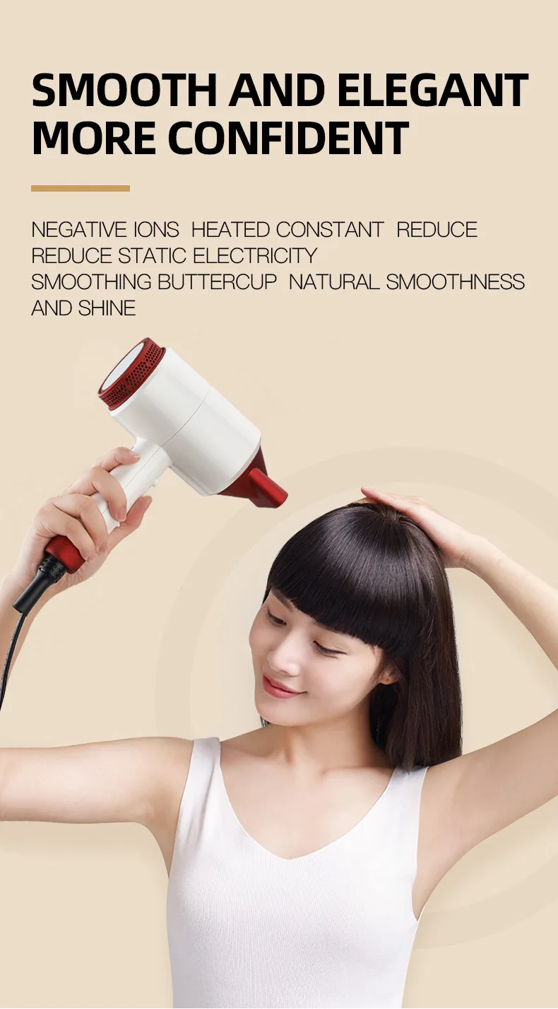 HSIPRO 1800W Electric Hair Dryer Hammer Shape Hairdryer Negative Ion Air Hot /Cold Strong Wind within Air Collecting Nozzle