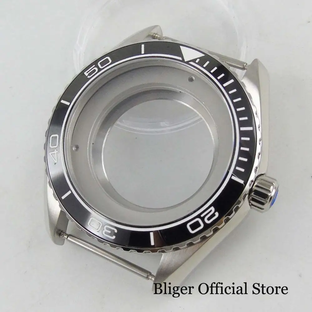 Нержавеющая сталь 45 мм чехол для часов с вращающимся безелем сапфировое стекло Fit
