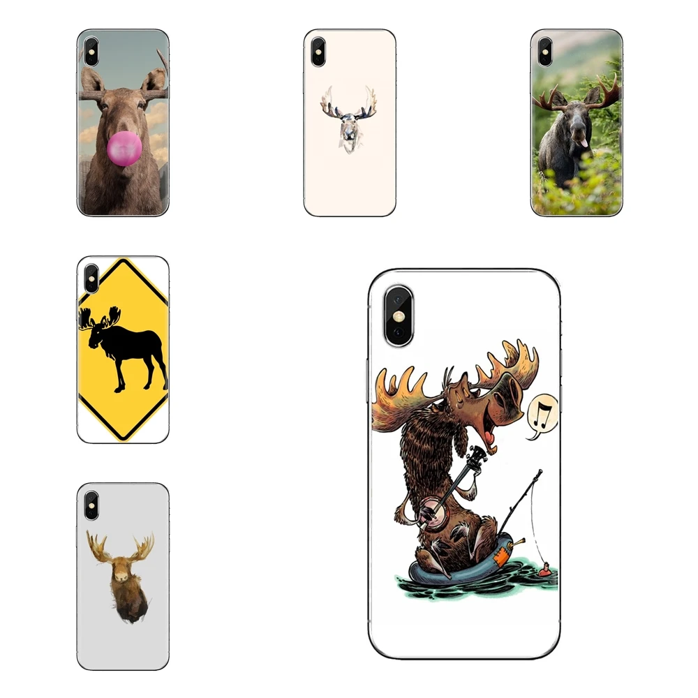 For iPhone XS Max XR X 4 4S 5 5S 5C SE 6 6S 7 8 Plus Samsung Galaxy J1 J3 J5 J7 A3 A5 Transparent Soft Cases Covers Moose Funny |