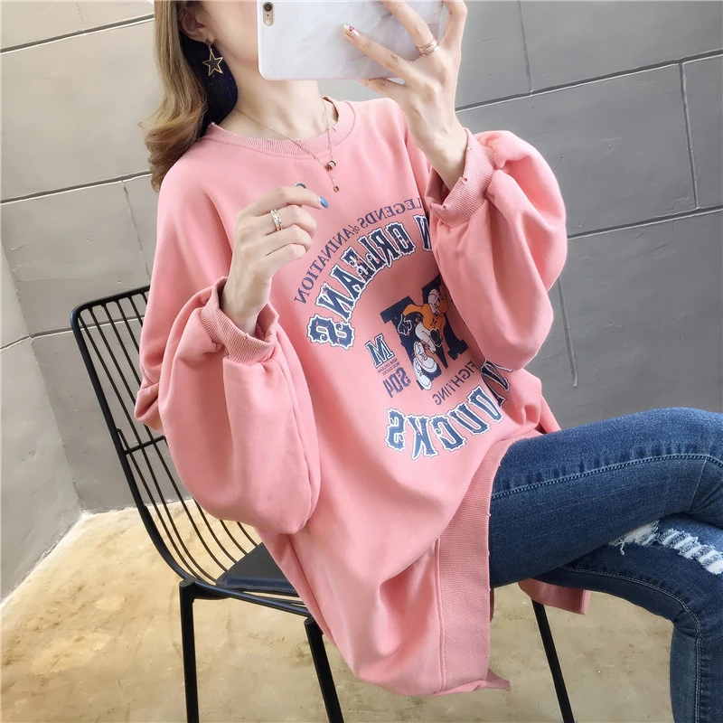 

2019 New Print Long Sleeve Pullover Tops Cotton Women Clothes Cartoon Printed Women Plus Size Sweatshirts Casual Autumn Hoodies