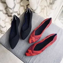 Известный бренд; повседневные водонепроницаемые мокасины; женская обувь с острым носком; sapatos; эластичные вязаные балетки на плоской подошве; весенние балетки размера плюс; Скручивающиеся балетки