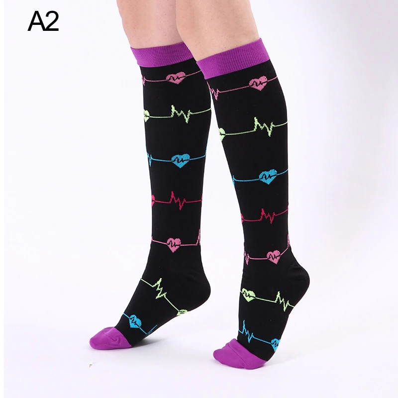50+ дизайнерские длинные гольфы для мужчин и женщин Компрессионные эластичные носки для девочек спортивные эластичные носки для медсестер - Цвет: A2