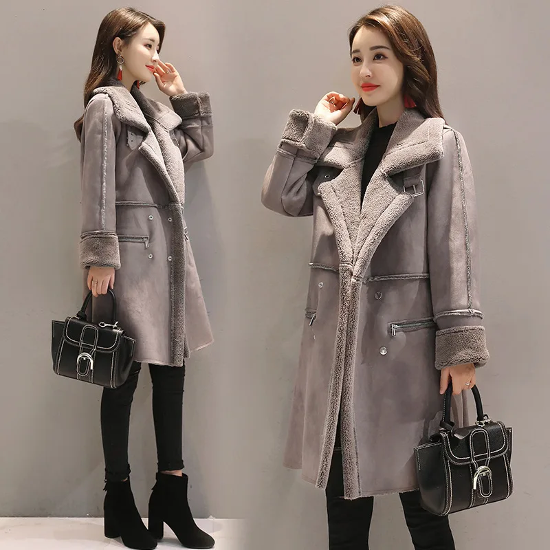 

Cotton-padded Clothes Women's 2018 Winter New Style Thick Warm Mid-length Lambs Wool Coat Suede Cotton-padded Clothes Women's Sl
