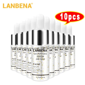 

LANBENA 24k Gold Six Peptides Serum Face Cream Anti-aging Wrinkle Lift Firming Whitening Moisturizing Skin Care Repair 10pcs