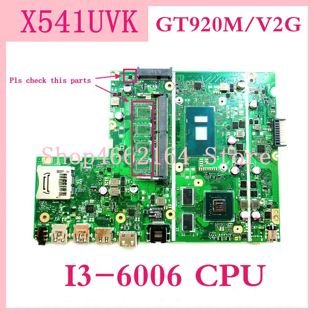 X541UVK I3-6006U/AS GT920M/V2G motherboard mainboard For Asus X541UJ X541UV laptop 100% Tested OK | Компьютеры и офис