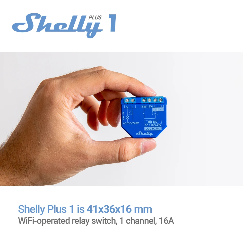 Shelly Plus 1 Smart Home Switch WiFi interruttore relè a comando Bluetooth  supporto bassa tensione controllo protezione sovratemperatura