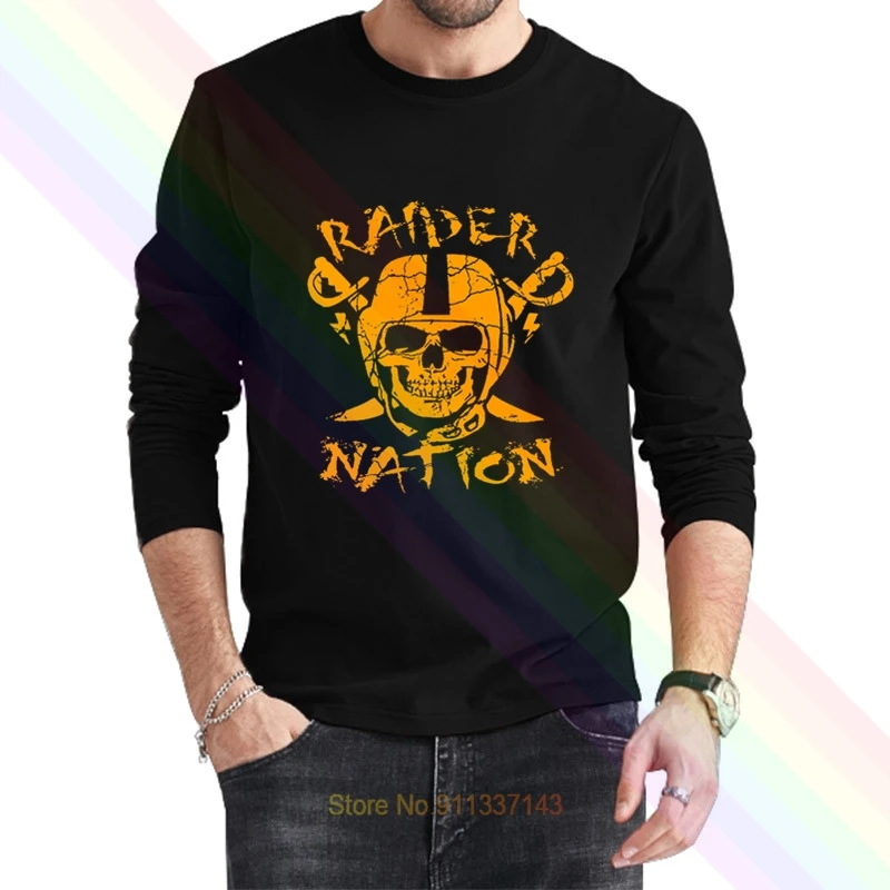 Винтажные Raiders нации череп Классический комплект из черной кофты с длинным