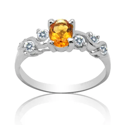 

Silver Crystal Ring for Office Woman 4mm*6mm 0.4ct Natural Citrine Ring Solid 925 Silver Citrine Jewelry Fashion Gemstone Ring