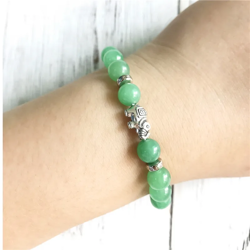 8MM Natürliche Aventurin Armband Grün Perlen Yoga Armbänder Mode Handgelenk Mala Armband Meditation Schmuck – Detail 1
