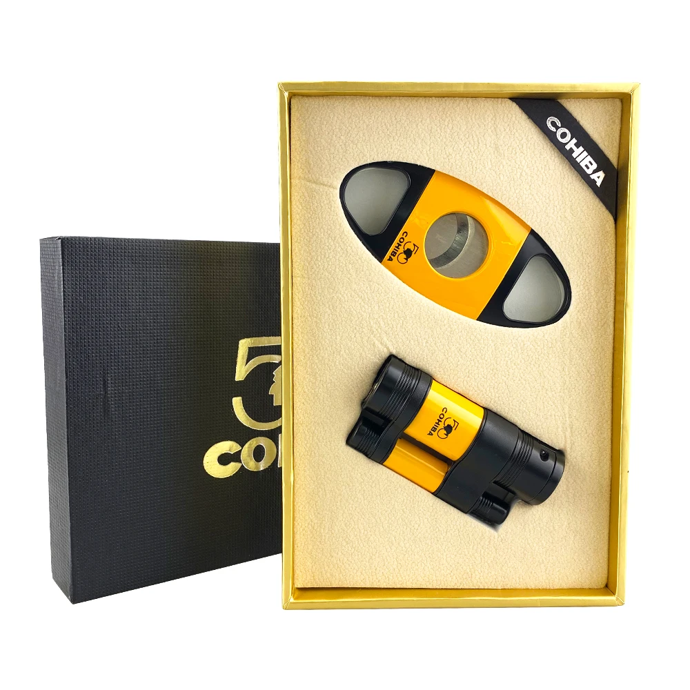 Набор зажигалок COHIBA для сигар комплект ффонарь Рей С 2 струями пламени газа