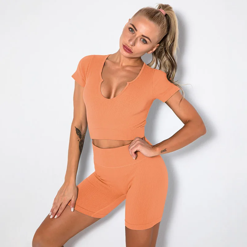 2/4/6PCS Seamless Women Yoga Set Workout Sportswear Fitness Bra Sport Pants Gym Clothing High Waist Leggings Shorts Sports Suits