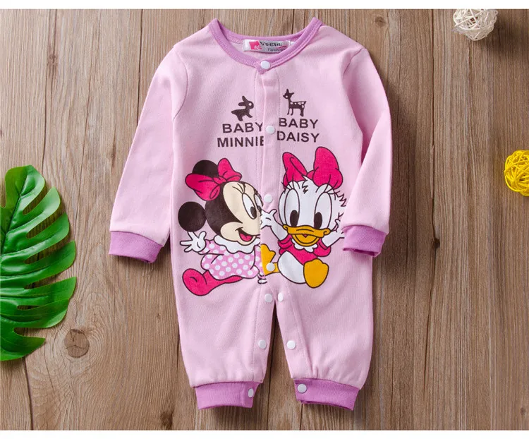 Детские комбинезоны disney для новорожденных; Одежда для маленьких девочек; Одежда для мальчиков с Микки и Минни; Roupa Bebe; зимние комбинезоны с длинными рукавами с героями мультфильмов для младенцев