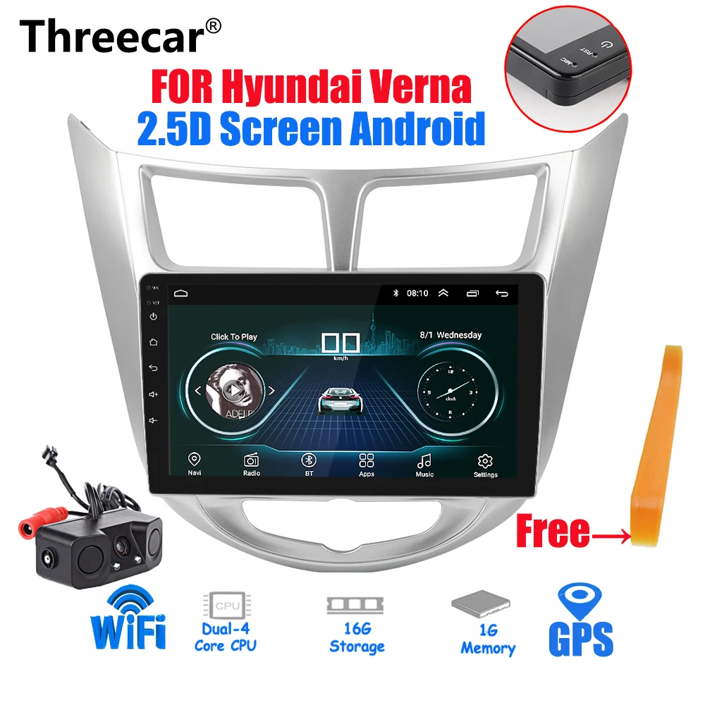 

2.5D Screen 2din Car Radio Android 8.1 Multimedia Player Navi GPS Player 9 inch For Hyundai solaris verna 2016 2017 autoradio