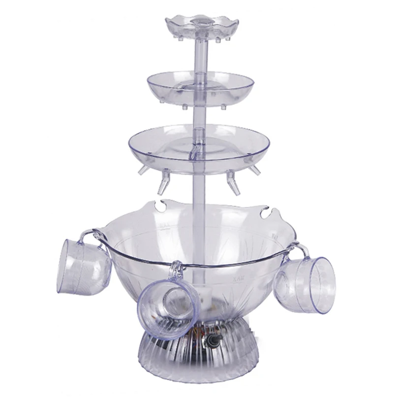 TMXKOOK Vintage Collection 3-Tier Champagne Fountain Illuminate Your Party  - Includes LED Lighted Base, 1.5 Gallon Capacity, and 5 Reusable Cups