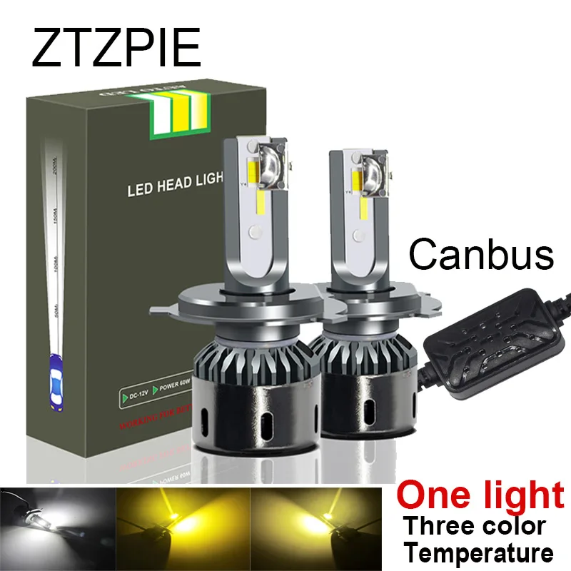 ZTZPIE 80W 12V 3000K 4300K 6000K 16000LM 9005 H1 H4 Turbo Led Headlight H3 H7 H11 9006 Canbus Led Bulbs Super Bright Csp Light