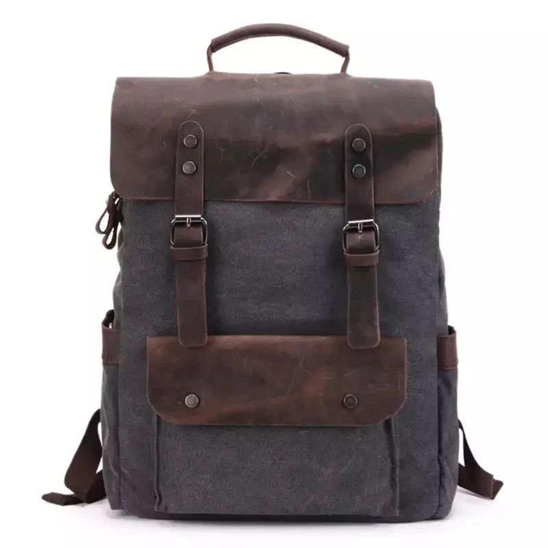 

Backpacks Vintage Canvas Backpack Neutral College Wind Bags Canvas Bag Horse Leather Outdoor Backpack Mountaineering Bag