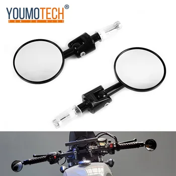 

2Pcs Motorcycle Aluminum 7/8" 22mm Bar End Side Rearview Mirror Universal Motorbike Bike Handlebar Rear View Mirrors Universal