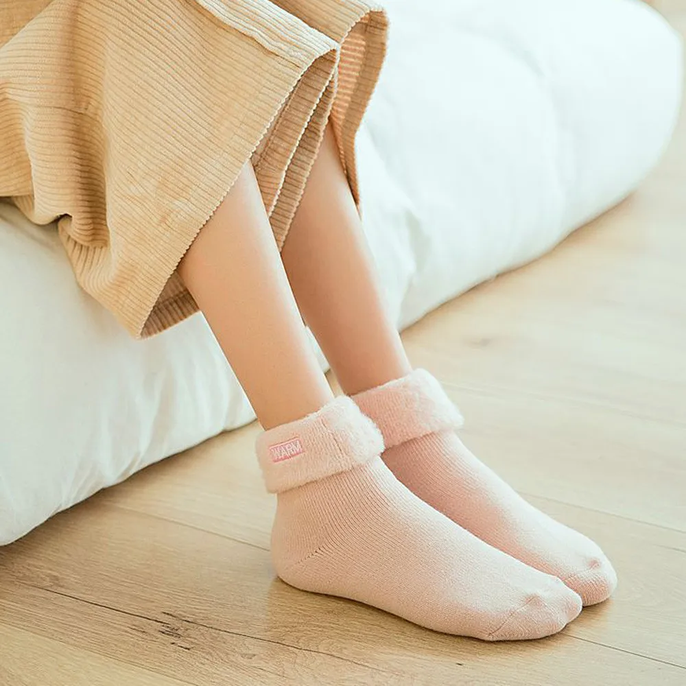 Женские теплые носки-трубы средней высоты, дышащие, розовые, милые, Harajuku, зимние, гофрированные, плотные, с начесом, с надписями, теплые, с вышивкой, носки для девочек на Рождество