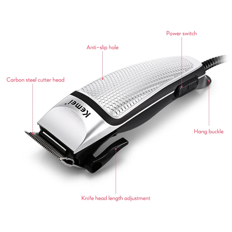  Kemei Professional Barber Shop Hair Clipper Powerful Electric Corded Hair Clipper Men Household Low