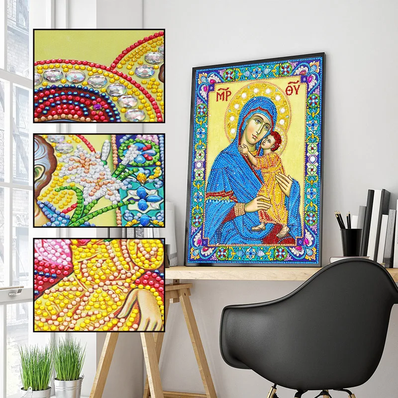 DIY 5D Diamond Mosaic Icon Speical Religion Diamond Embroidery Painting Big Bead Pearl Crystal Glass Sale (8)