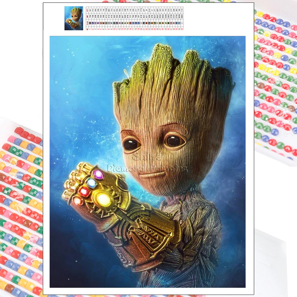 Baby Groot Illustration - 5D Diamond Painting - DiamondByNumbers - Diamond  Painting art