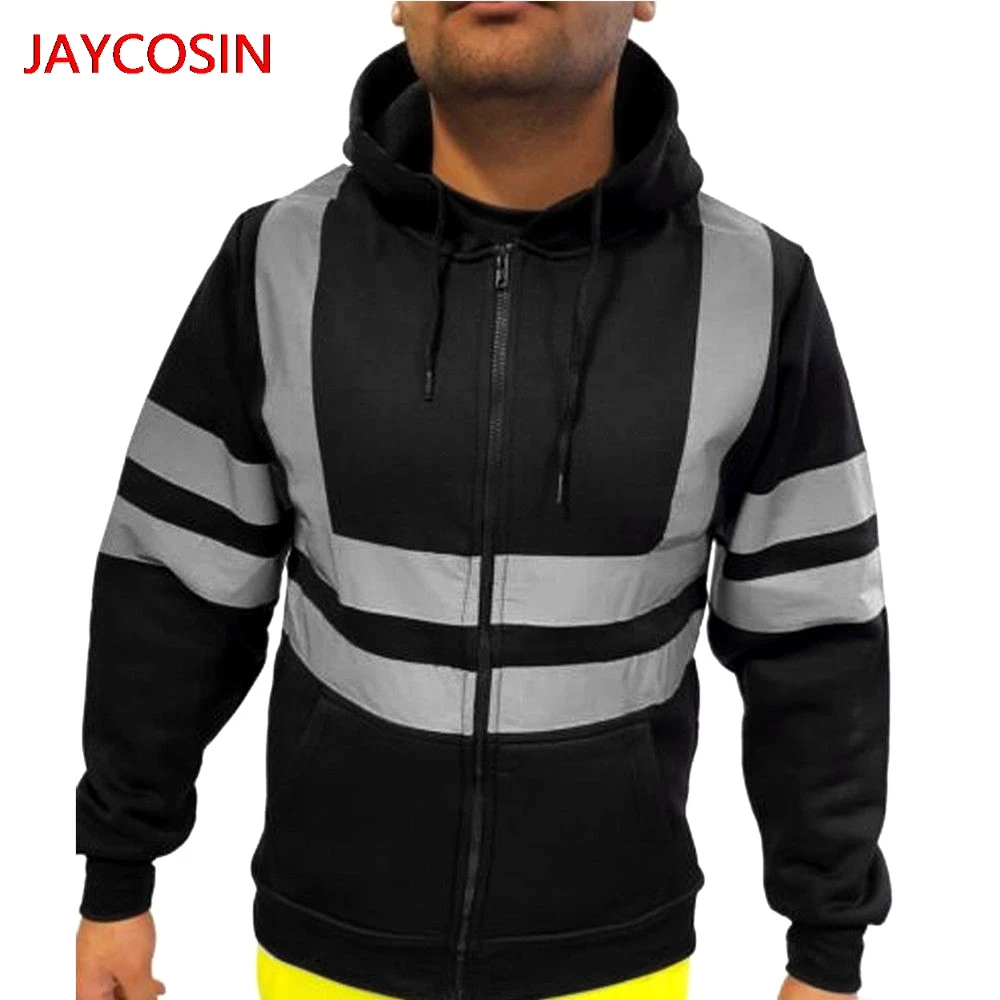 JAYCOSIN мужские толстовки 2019 мужская дорожная работа Высокая видимость Пуловер длинный рукав толстовка с капюшоном Топы Блузка уличная L400910