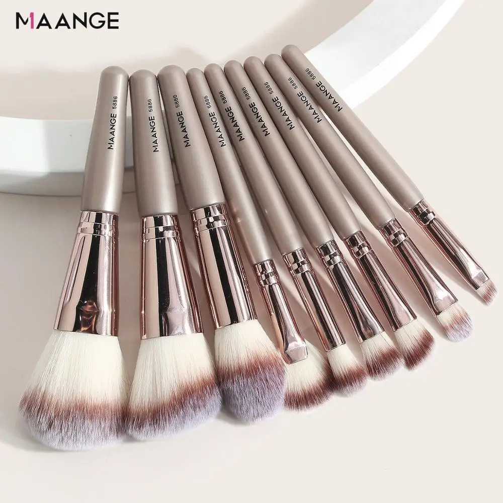 

MAANGE New 9pcs Foundation Makeup Brush Set Professional Blush Eyeshadow Concealer Lip Eye Make Brush Set Cosmetic Beauty Tool