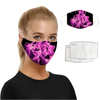 

1pcs Maska + 2pcs Maska Filter Printing Breathable Washable Reusable Facemask Camping Travel Adult Maska For Cycling Outdoor