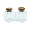 Small Square Bottle With Corks Clear Square Empty Glass Bottles glycyrrhiza sweets Food Grade Seal 50ml Jars Vials 24pcs 1