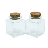 Small Square Bottle With Corks Clear Square Empty Glass Bottles glycyrrhiza sweets Food Grade Seal 50ml Jars Vials 24pcs 1