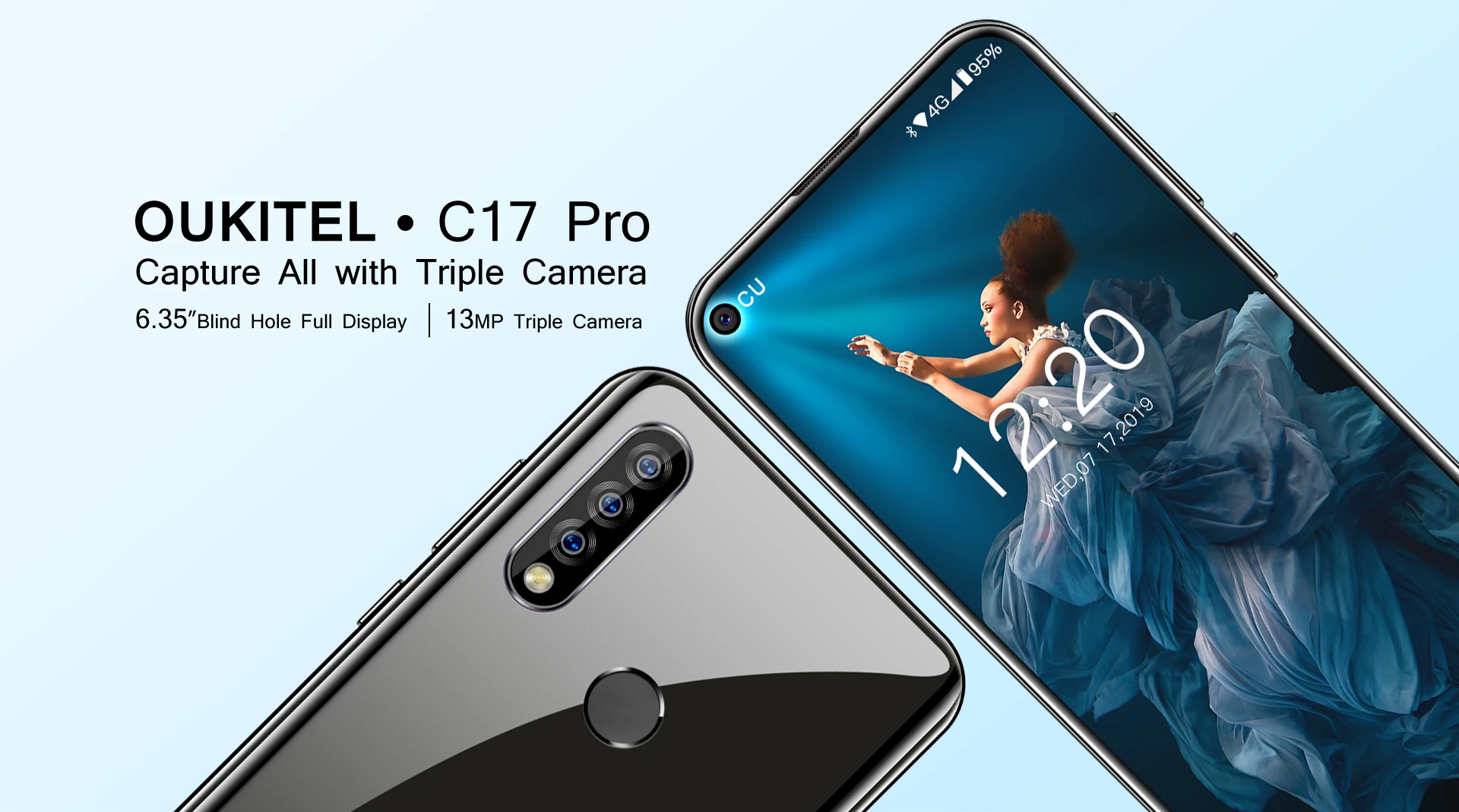 OUKITEL C17 Pro 4 Гб 64 Гб мобильный телефон 6,35 ''полный экран распознавание лица отпечатков пальцев Android 9,0 13MP двойная камера 4G сеть 2.4GH 5G Wifi