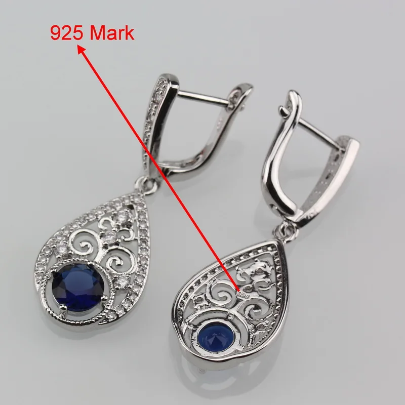 11,11 цена оптовой продажи 925 серебряные синие CZ серьги ожерелье браслет и кольцо 7 цветов Ювелирные наборы для женщин свадебный костюм