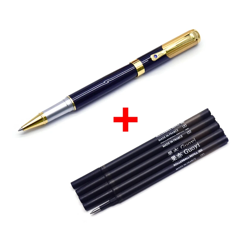 pen-5 Black refill CCCAGYA C005 металлическая гелевая ручка 0,5 мм наконечник, для обучения, офиса, школы, канцелярские принадлежности, Подарочная роскошная ручка& Отель Шариковая ручка для делового письма - Цвет: pen-5 Black refill