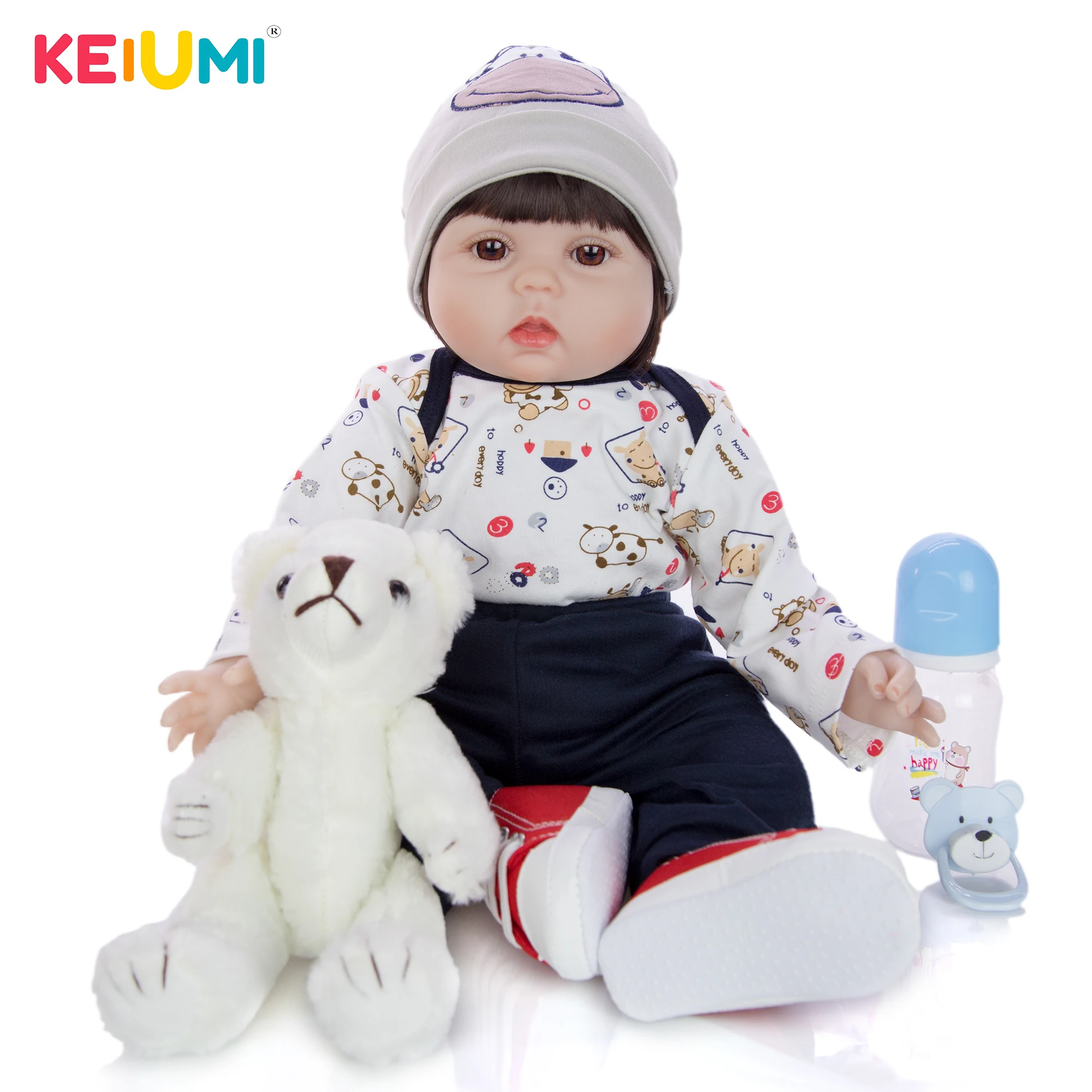 KEIUMI горячая Распродажа 22 дюйма 55 см Reborn Menino Boneca тканевый корпус Baby Doll Kids Playmates для