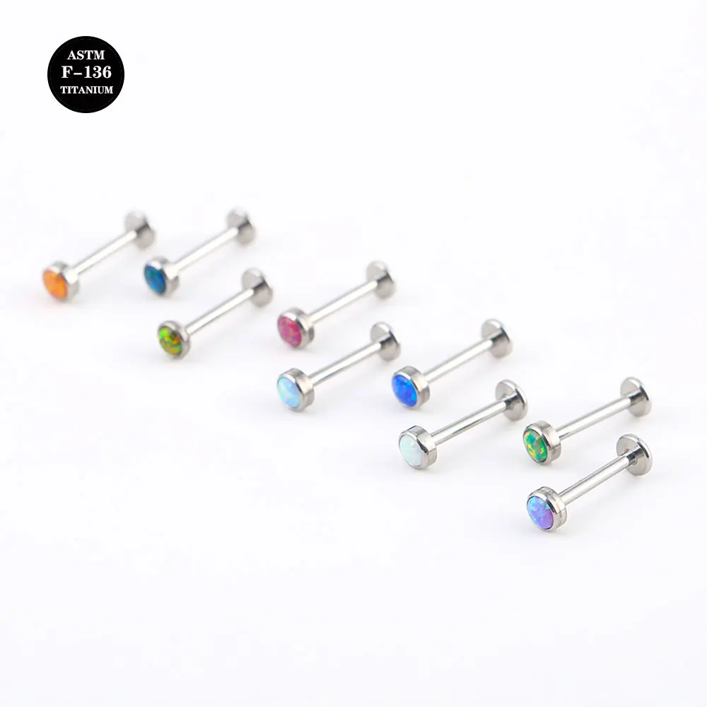 

16G Implant Grade Titanium ASTM F136 Internal Thread Screw Labret Opal Ball Cartilage Helix Ear Piercing Body Jewelry