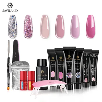 

Saviland Wholesale Poly Nail gel Nail Kit Nail Extension Gel Kit Glitter Acrylic Gel Beginner Set Acrylic Gel Polish Nail Kit